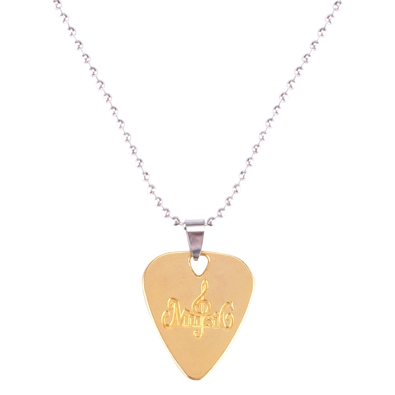 Collier de guitare acoustique basse en métal rétro, médiator en alliage de Zinc avec chaîne: gold