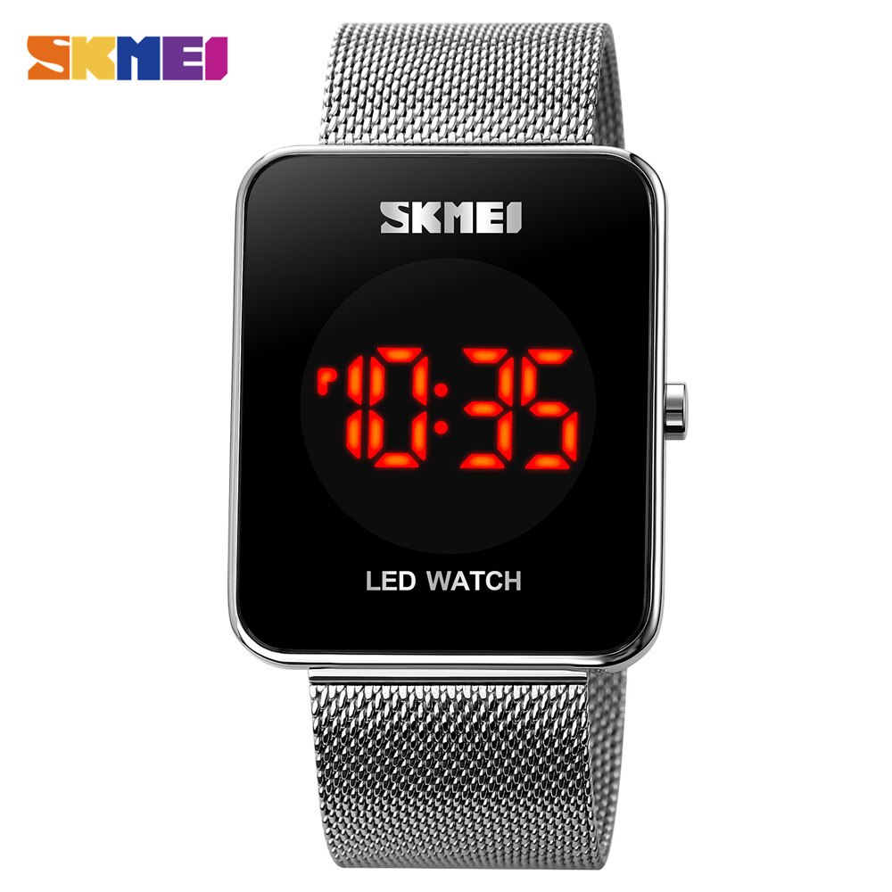 Skmei Led Tijd Datum Display Waterdicht Man Klok Japan Digitale Beweging Rvs Heren Horloges Relogio Masculino 1900: Silver