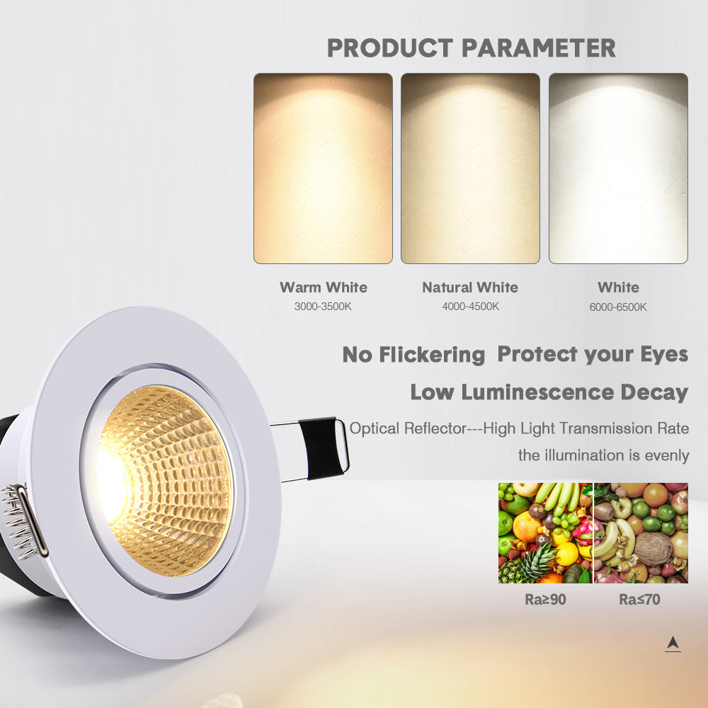Super Bright Recessed LED Dimmable Downlight COB 6W 9W 12W 15W LED Spot light LED decoration Ceiling Lamp AC 110V 220V