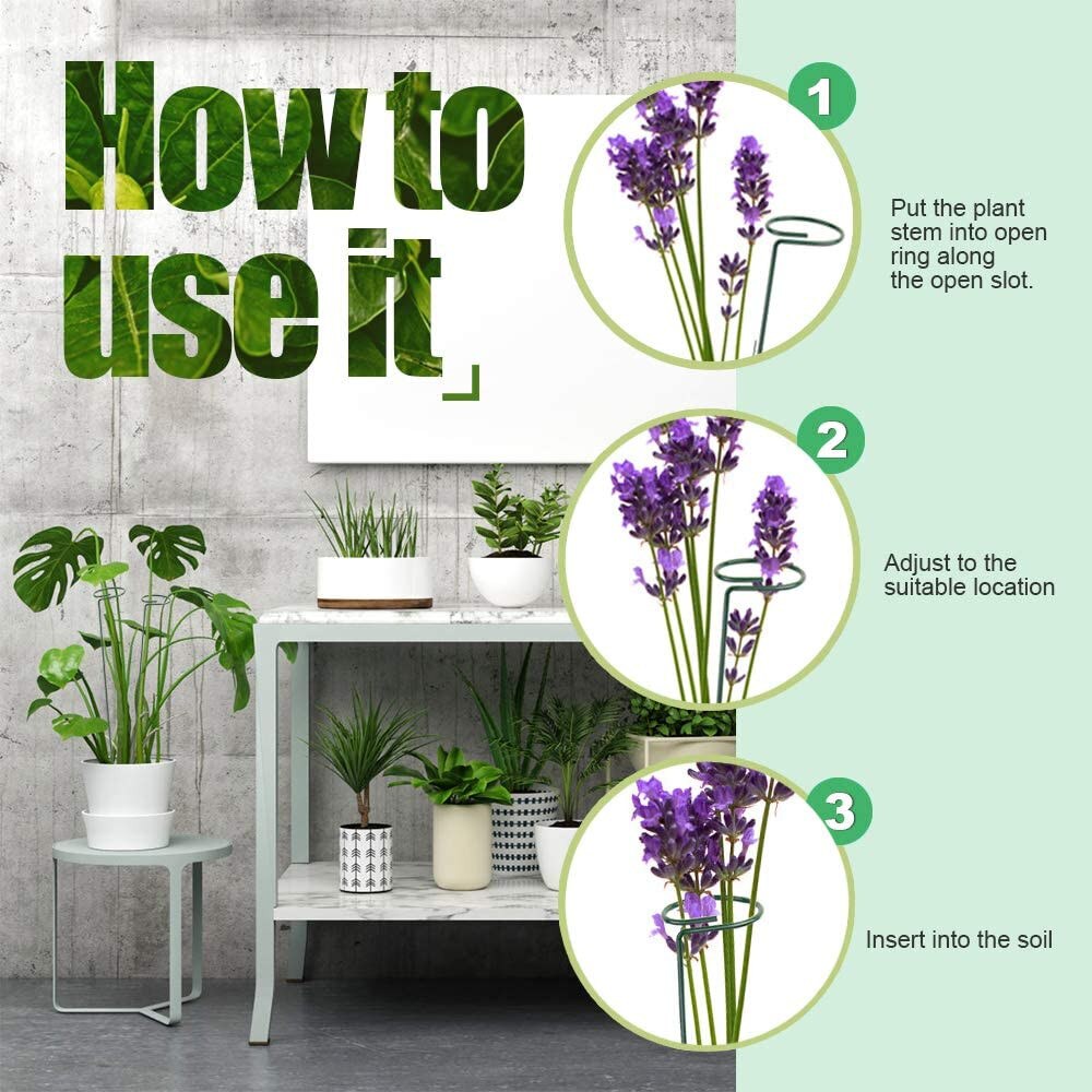 6 Pack Plant Ondersteuning Stakes, tuin Single Stem Ondersteuning Stake Plant Kooi Ondersteuning Ringen Voor Amaryllis Tomaten Orchidee Lelie Peonage