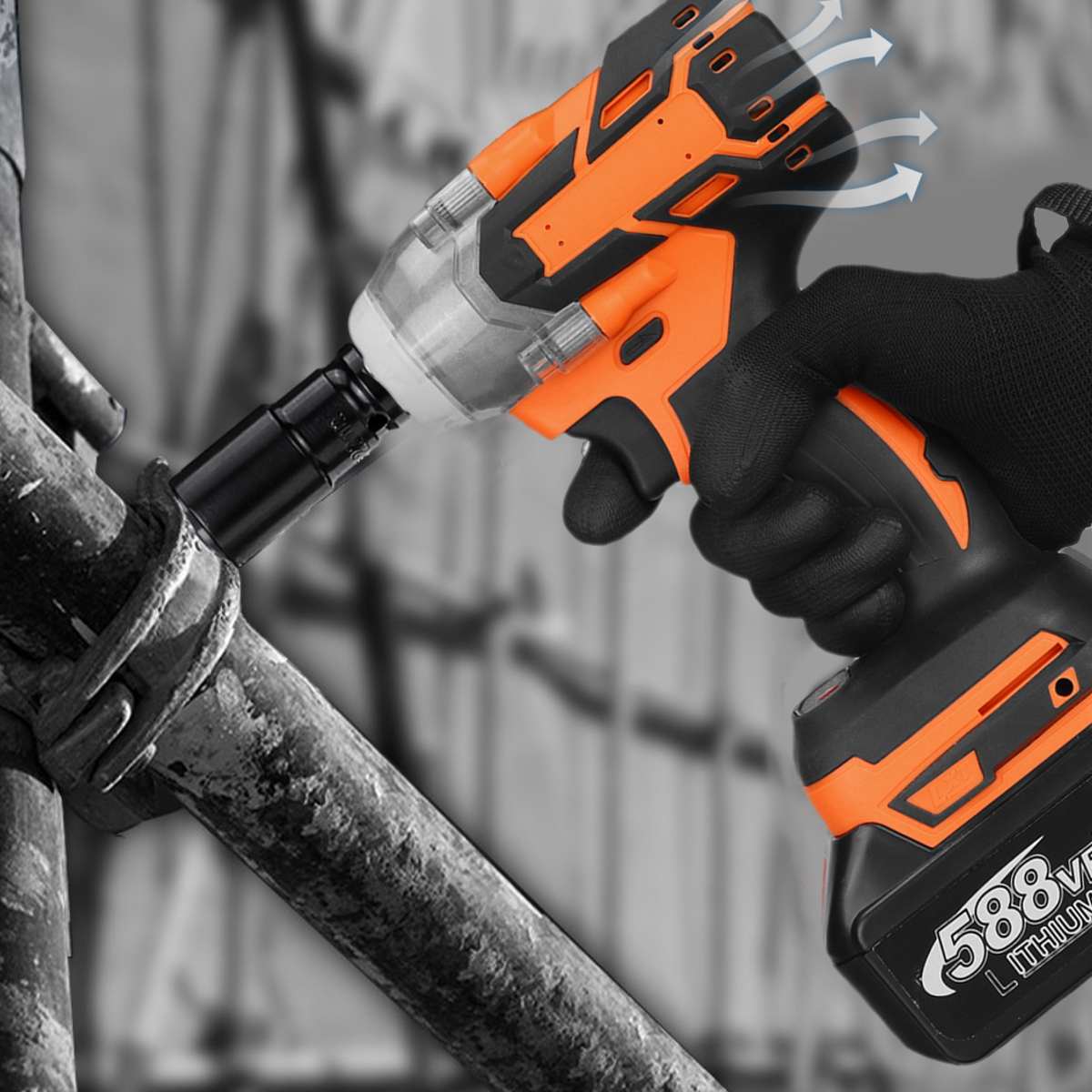 Llave de impacto eléctrica de 21V, destornillador de impacto sin escobillas, taladro eléctrico con 1 Batería y 1 cambiador, herramienta eléctrica para el hogar