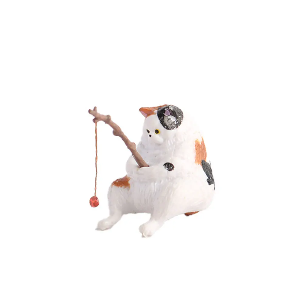 Figuritas de decoración de Acuario, 10 estilos, Mini lindo gato de pesca, accesorios de Acuario, adorno de paisajismo, accesorios de tanque de peces DIY