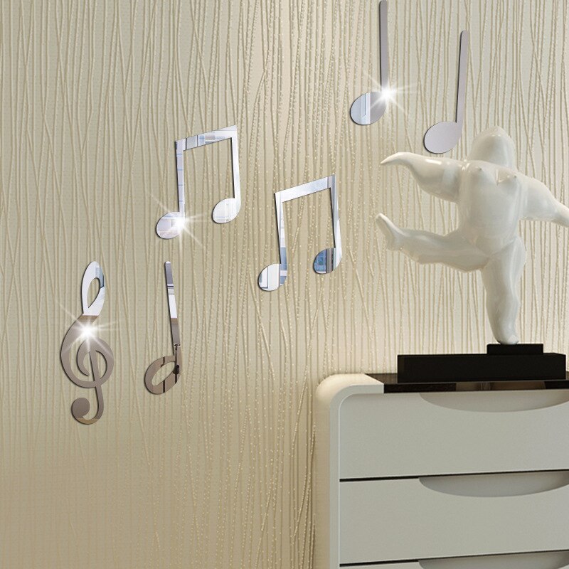 Music Music Notes Mirror Sticker Classroom Dance Entrance Hotel Bar Bedroom Art Acrylic Carved Decorations