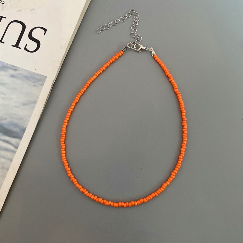 Frøperler boheme halskæde charme krave farverig håndlavet halskæde smykker femme: Blå hvid zinkbelagt