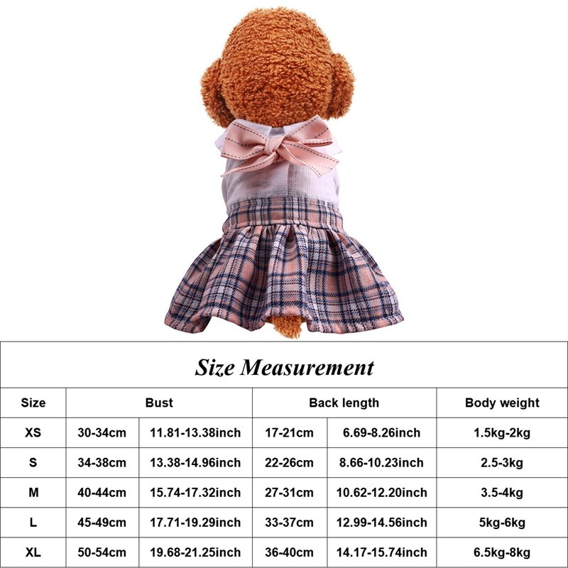 Vestido de verano para mascotas, ropa clásica a cuadros para perros, falda, ropa de cachorro de primavera, XS-L