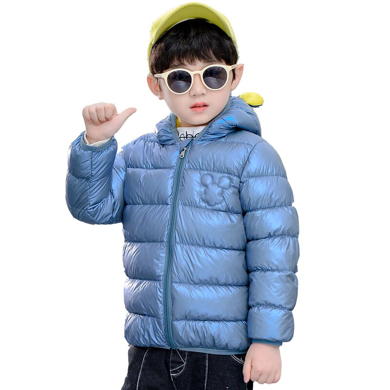 HIPAC Boy Girl Winter Coat Shiny Child Jacket Windproof Baby Boys Girls Warm Children Outfits for Kids Clothes Snowsuit: Blue / 90