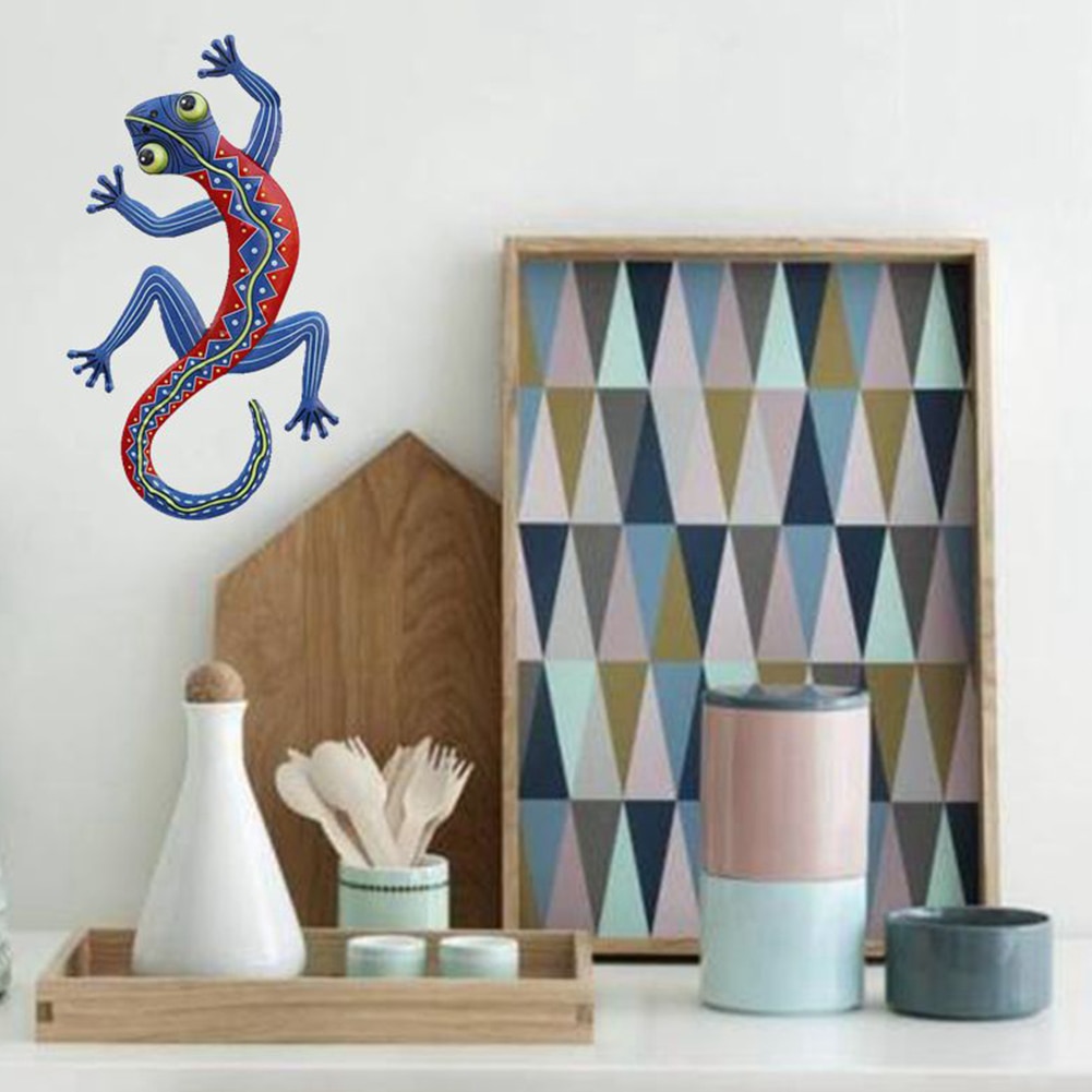 2 st trädgård gård hem ödla barn väggdekoration konst metall gecko handgjord liten utomhus skulptur hantverk staty staket