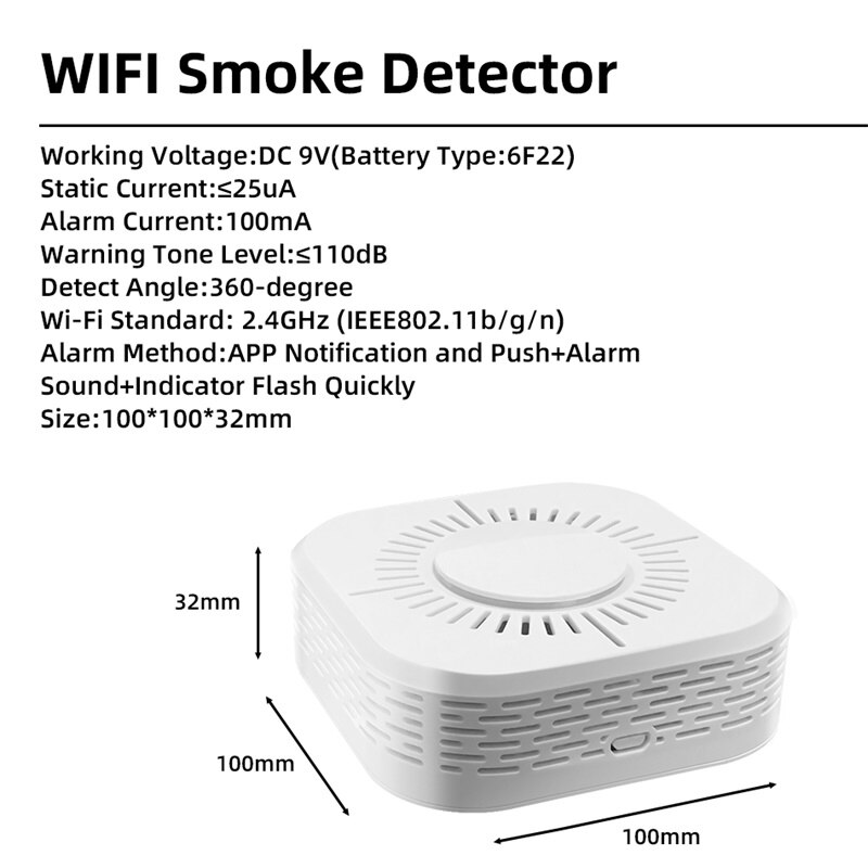 Detectores de humo Wifi para protección contra incendios, Detector de humo seguro para el hogar, Sensor de alarma de humo de seguridad, TUYA Smart Life, asistente de Google