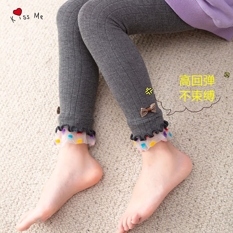 Leggings en dentelle de coton pour filles, pantalon coréen fin, à pois, pour enfants de 3 à 12 ans, printemps-automne