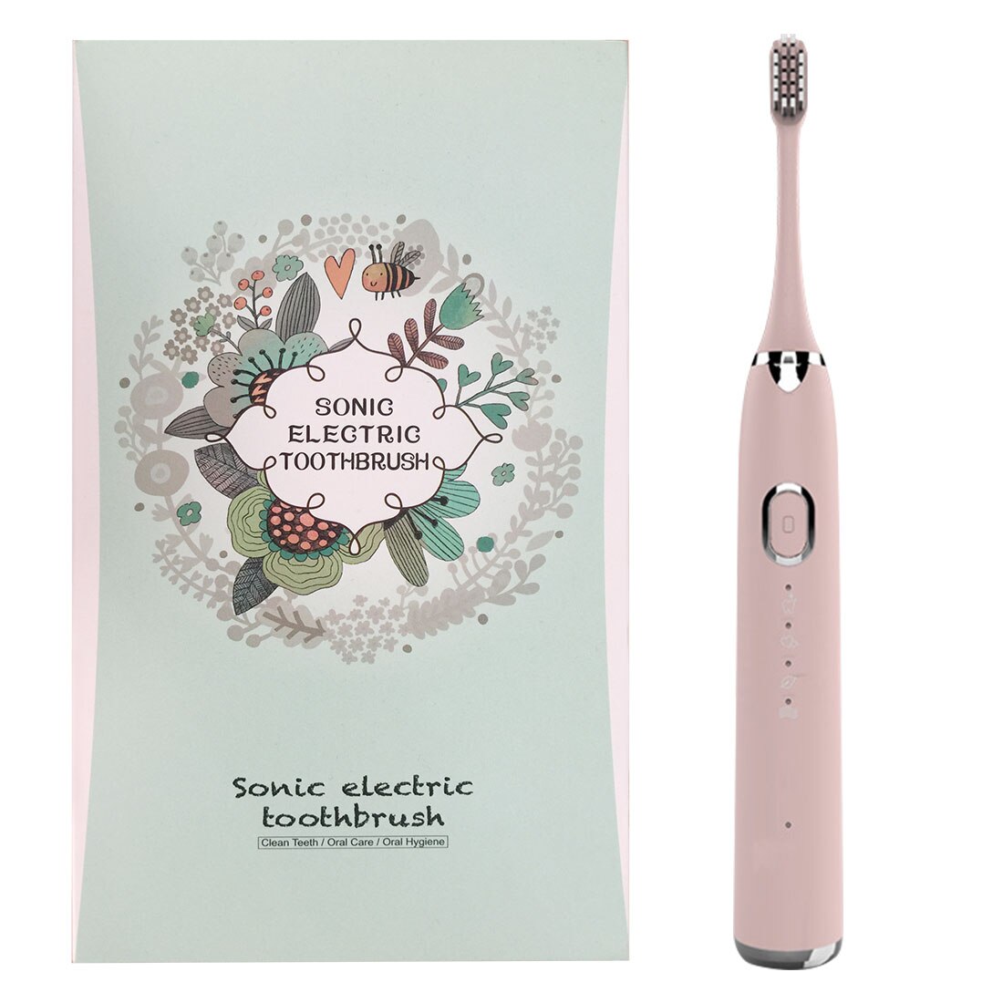 Sonic Elektrische Tandenborstel 4 Modes Usb Aangedreven Reizen Waterdichte Toothbruhs Automatische Volwassenen: Pink