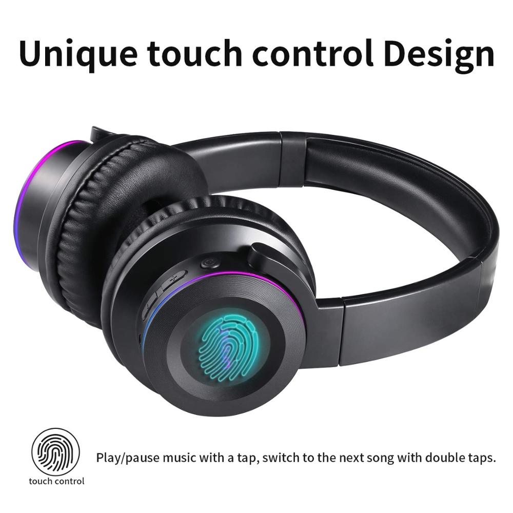 Picun  b9 trådløse bluetooth 5.0 hodetelefoner med mikrofon 40h spilletid dyp bass øretelefoner sammenleggbare hodesett for tv pc mobiltelefon