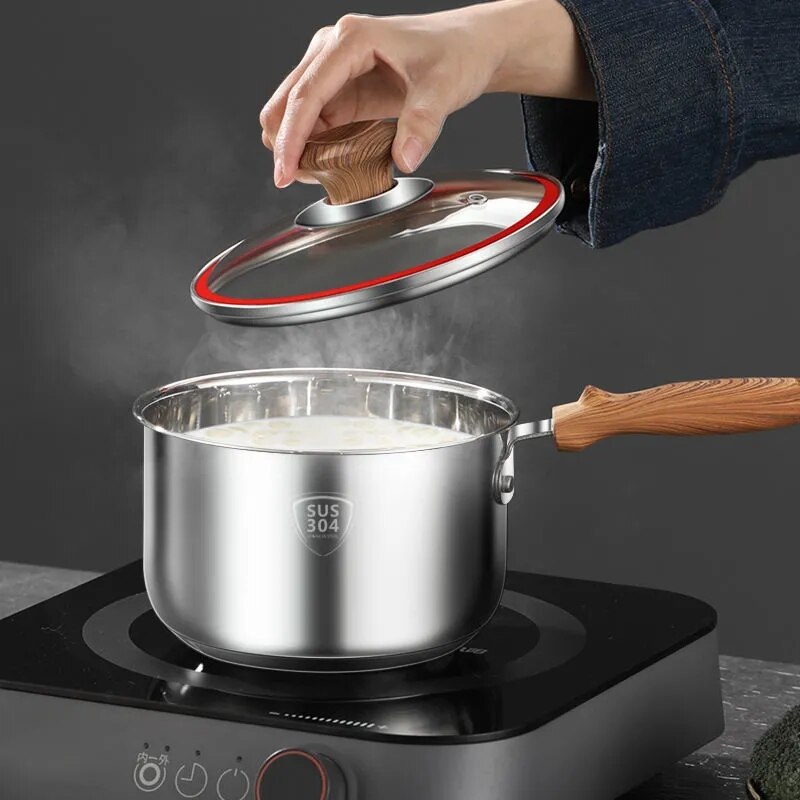 Milk Pot Stainless Steel Food Supplement Pot Multifunctional Small Steamer Uncoated Milk Pot Kitchen Pan Pans Frying Set