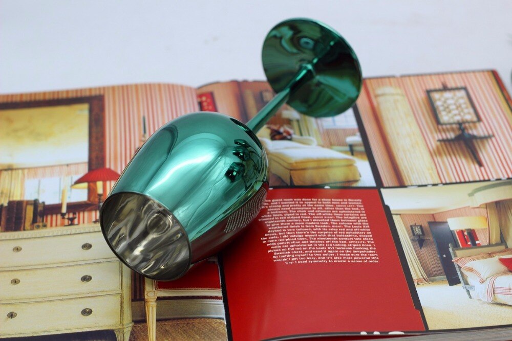 Verre en métal de placage de couleur verte créative avec un verre de champagne coupe de vin décoration de salle de mariage gobelet vert