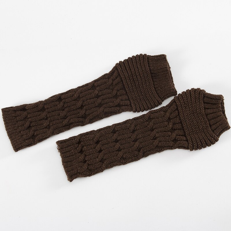 Nuevos guantes de lana con dedos abiertos para otoño e invierno, guantes plegables y cálidos para hombres y mujeres: Marrón
