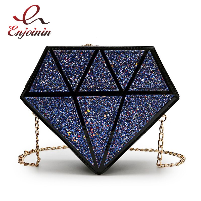 paillettes diamant forme Pu cuir géométrique femmes bandoulière Mini sac de messager sac à bandoulière femme chaîne sac à main