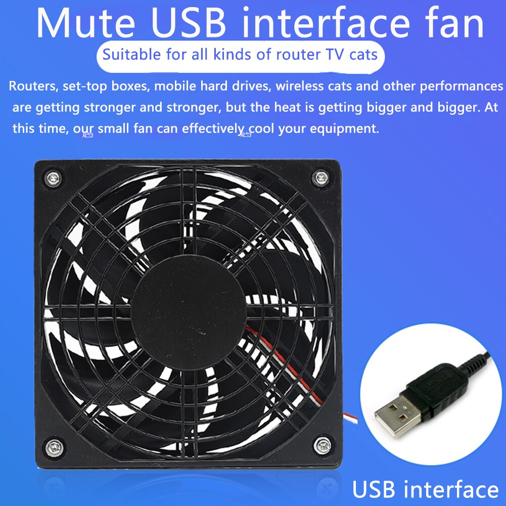 Stille Draagbare Koelventilator Voor Router Tv Box Elektronische Apparatuur Universele 120 Mm Diy Usb Power Pc Cooler Home Office 5 V