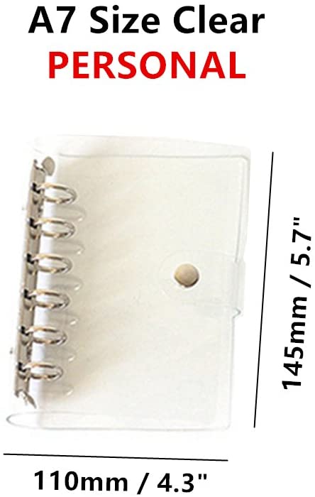 1 Pc Transparent Notebook Cover Soft PVC Binder Cover A5/A6/A7 Standard 6 Holes Snap Button Closure: A7