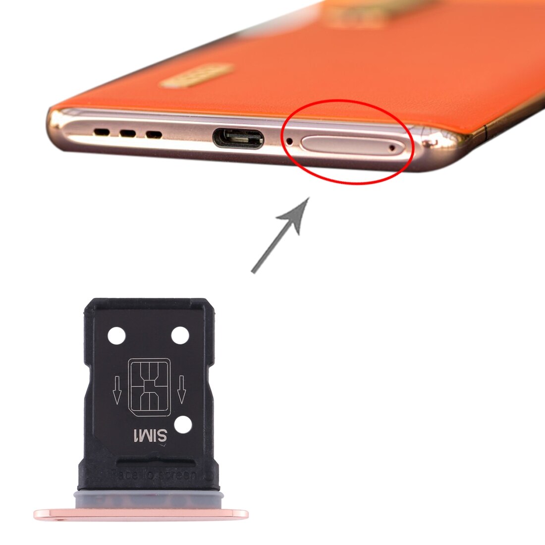 Vassoio SIM + vassoio SIM Card per OPPO trova X2 Pro: Gold