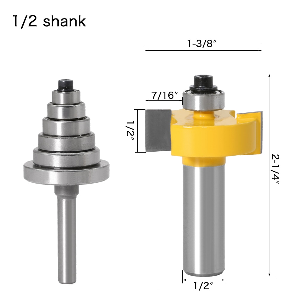 Rabbet Router Bit Met 6 Lagers Set-1/2 "Shank 12 Mm Schacht Houtbewerking Cutter Tenon Cutter Voor Houtbewerking gereedschap