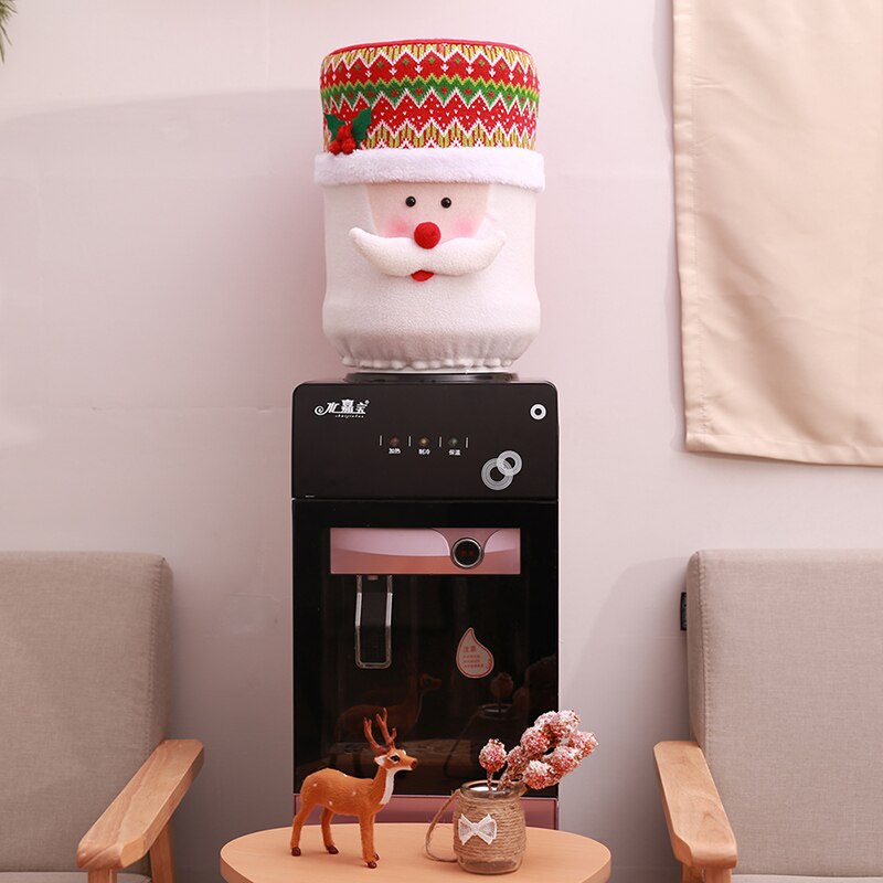 Kerstversiering Kantoor Water Dispenser Emmer Cover Moderne Eenvoudige Kerstman Sneeuwpop Elanden Stof Drinken Vat Set