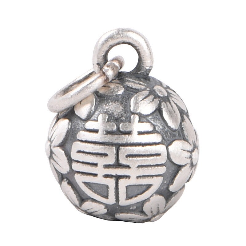 V. Ya Dubbel Geluk Tekens Zilveren Bead Charm Paar Hanger 990 Puur Zilver Fijne Sieraden Accessoires Zonder Ketting: Default Title