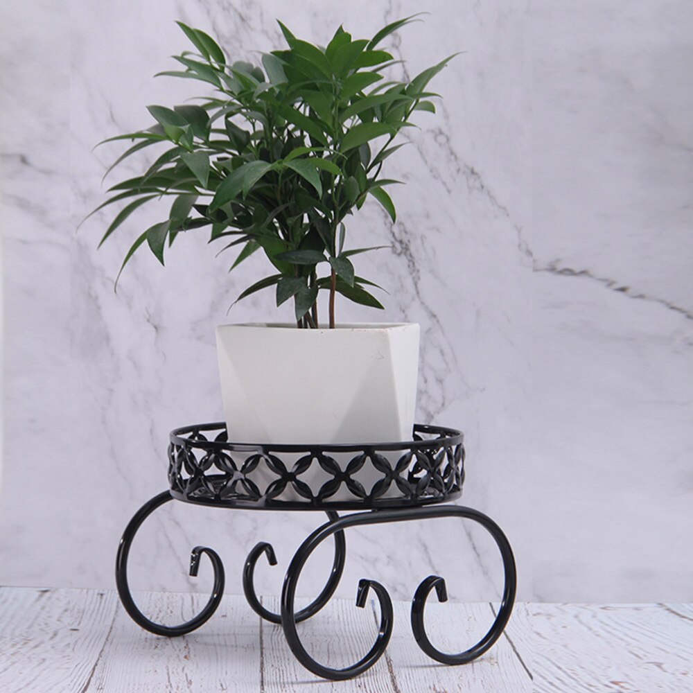 1pc European-Style Wrought Iron Plant Stand Simple Iron Frame Geometric Flower Stand Living Room Restaurant Balcony Shop Creativ