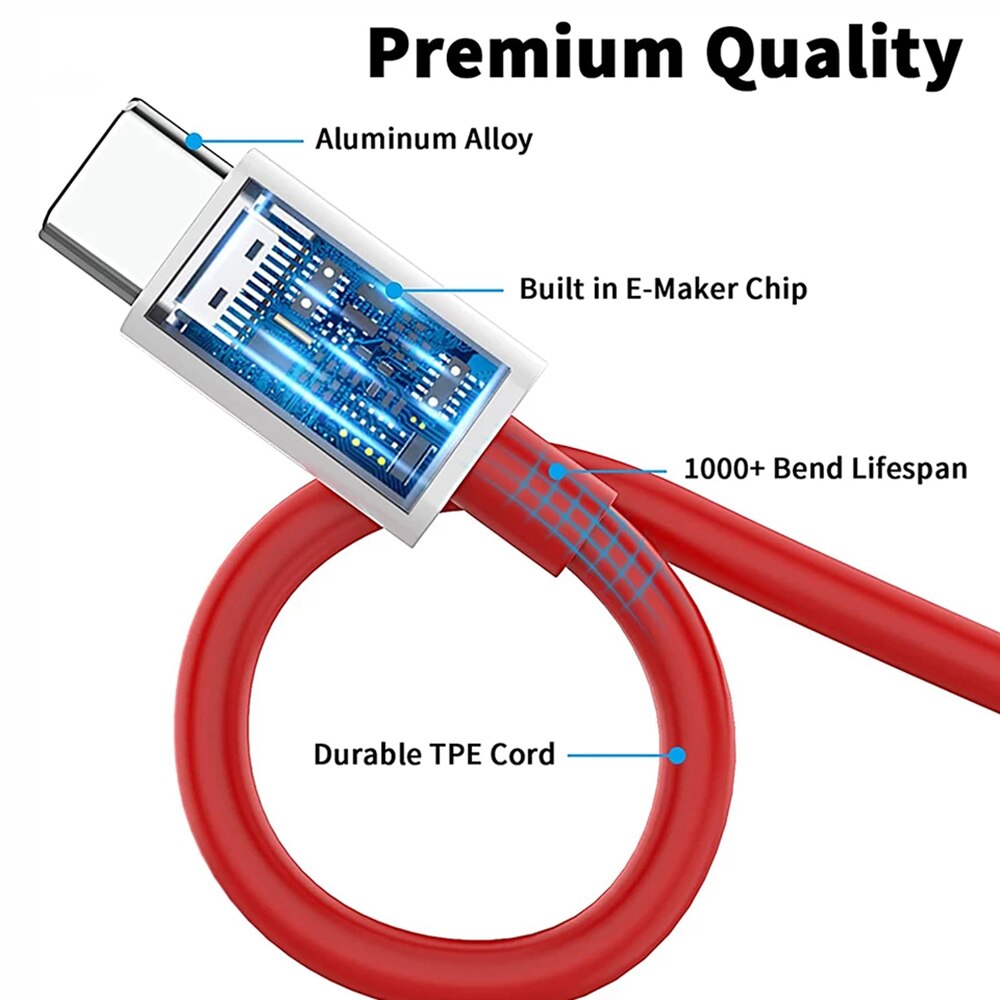 Original oneplus usb-c-zu-usb-c-kabel Kette aufladen 6.5a Bindestrich pd-kabel für oneplus 1+ 9, 8 Profi , 9r 9rt 8t nord ,  n10 und 65w (ladekabel)