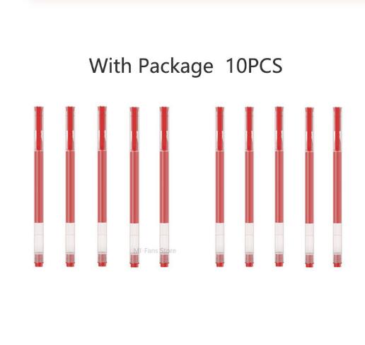 Xiaomi-Bolígrafo de Gel súper duradero, bolígrafo con signo de escritura de 0,5mm, recambio fluido de Suiza, bolígrafo de tinta roja y negra: 10pcs red ink pen