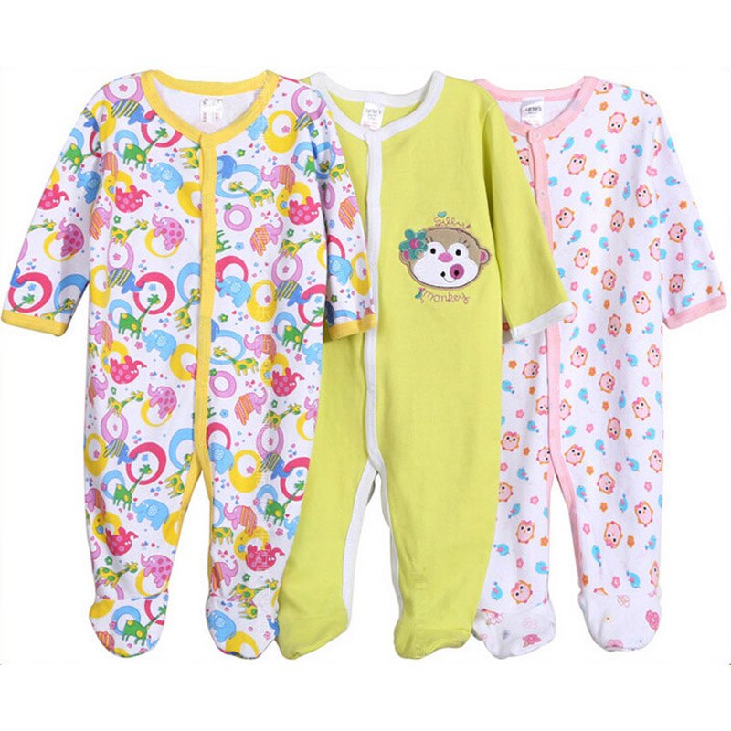 Hiver Bébé Vêtements Coton Bébé Foot Infantile -Né Bébé Garçon et Fille Pyjamas 3 pc/lot Manches Longues Bébé Garçon vêtements