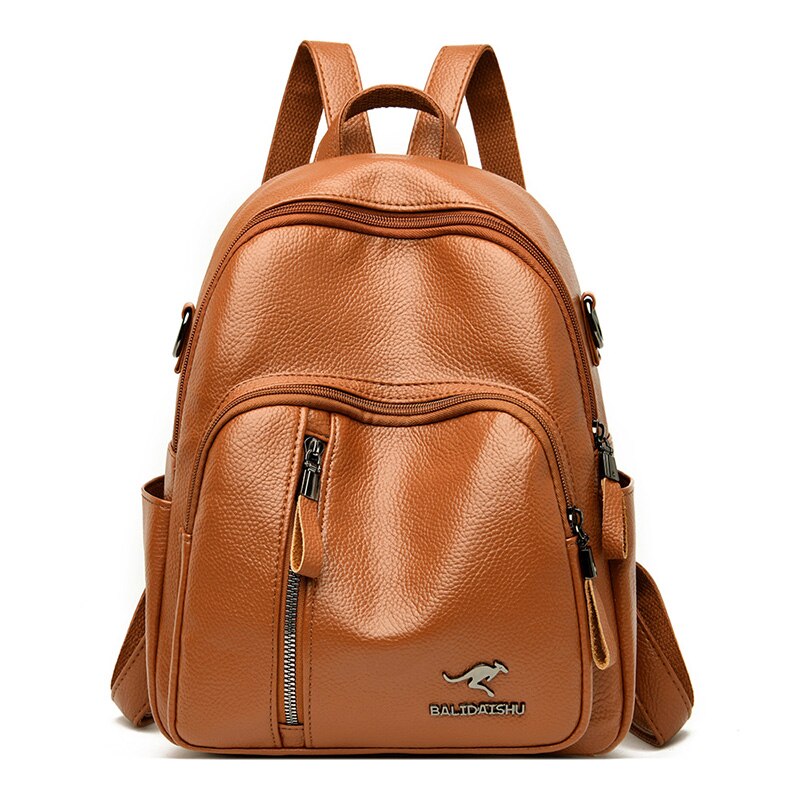 Vrouwen Lederen Rugzakken Vrouwelijke Vintage Rugzak Voor Meisjes Schooltas Reizen Rugzak Dames Sac A Dos Terug pack: Brown