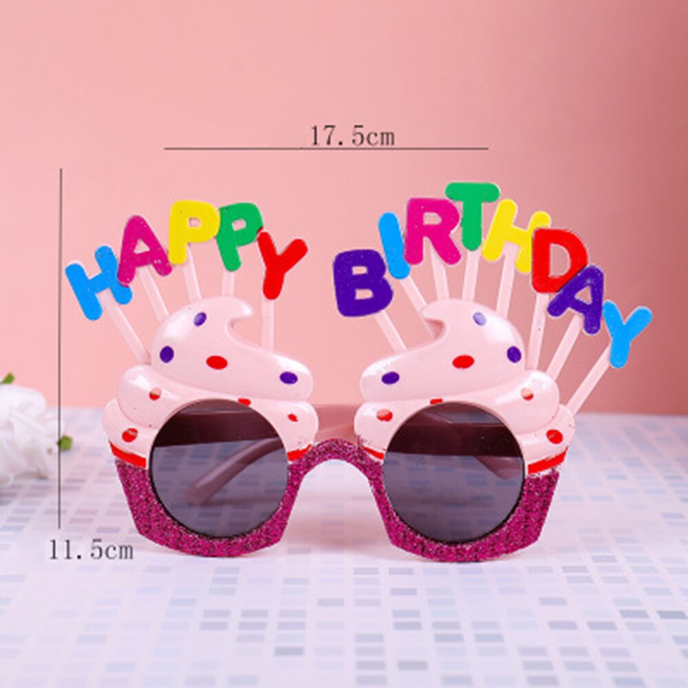 HATOSTEPED happy Birthday Party Eyeglasses Funny Eyewear Photo Props Happy Birthday Cream Cake Glasses Novelty Decoration: Pink