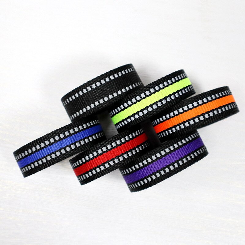 50 Meter Reflecterende Singels 25Mm 20Mm 15Mm Dikker 1.6Mm Polyester Riem Riem Tape Hond Kraag Riemen rugzak Diy Craft