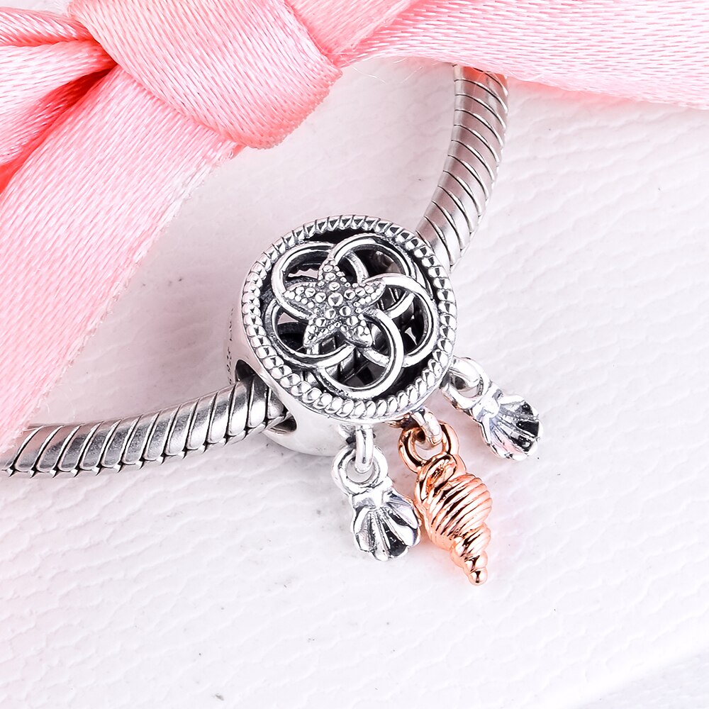 Durchbrochene Muschel Dreamcatcher Charme Silber kralen voor sieraden maken Passt 925 Silber Original Charme Armbänder Für Frau DIY