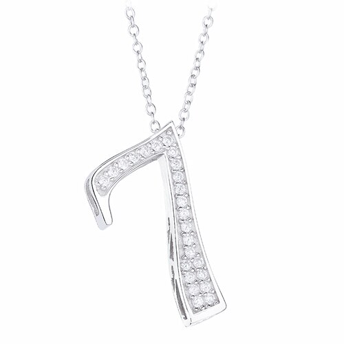 Moonmory 925 Sterling Silver Number 5 6 Pendant Necklace Japanese Men Women Crystal AAA Zircon Necklace Jewelry: Silver 7 Necklace