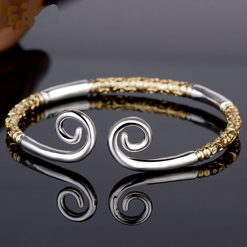 Pulsera de aro dorado para adolescentes, accesorios de estilo tradicional chino, brazalete Vikingo, brazalete para hombres y mujeres