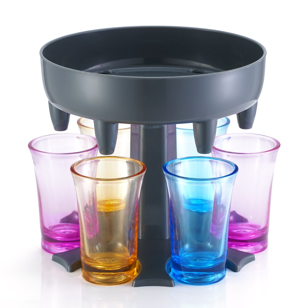 6 Shot Glass Dispenser Holder Wine Glass Rack Cooler Beer Beverage Dispenser Shot Buddys Party Bar Accessories: Black-Set B
