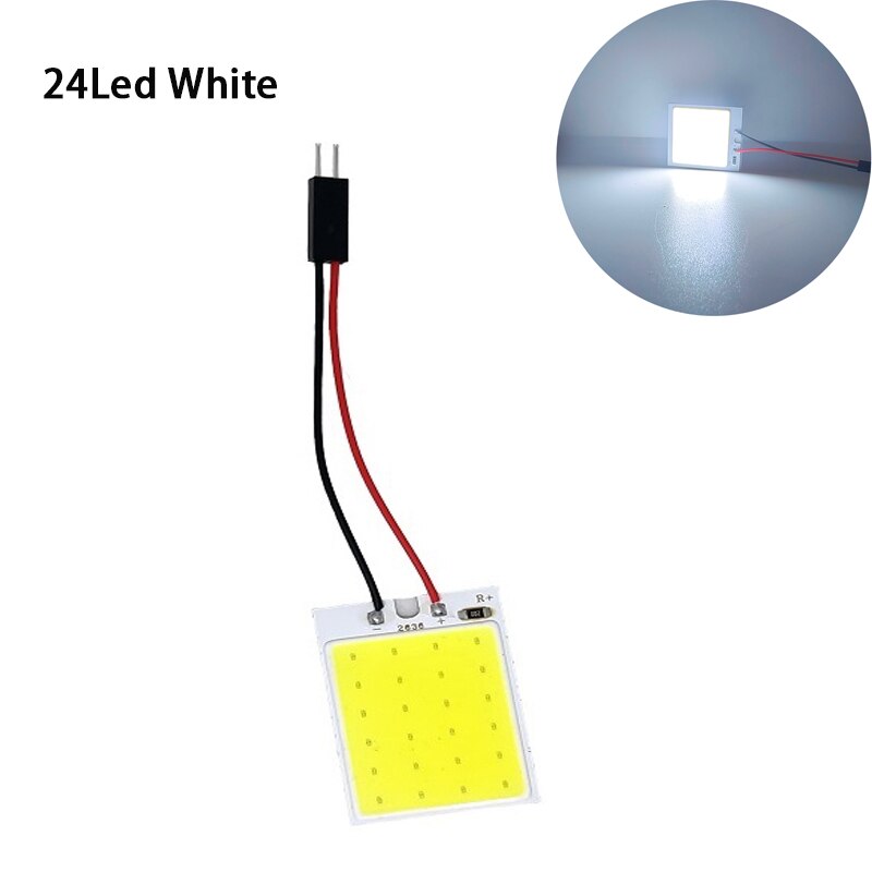 2/4/10 Uds accesorios de Interior de coche 18/24/48 SMD T10 4W 12V COB Panel Interior de coche luces LED bombilla de lámpara luz de techo de coche Panel de coche: Azul oscuro / 4.300 k
