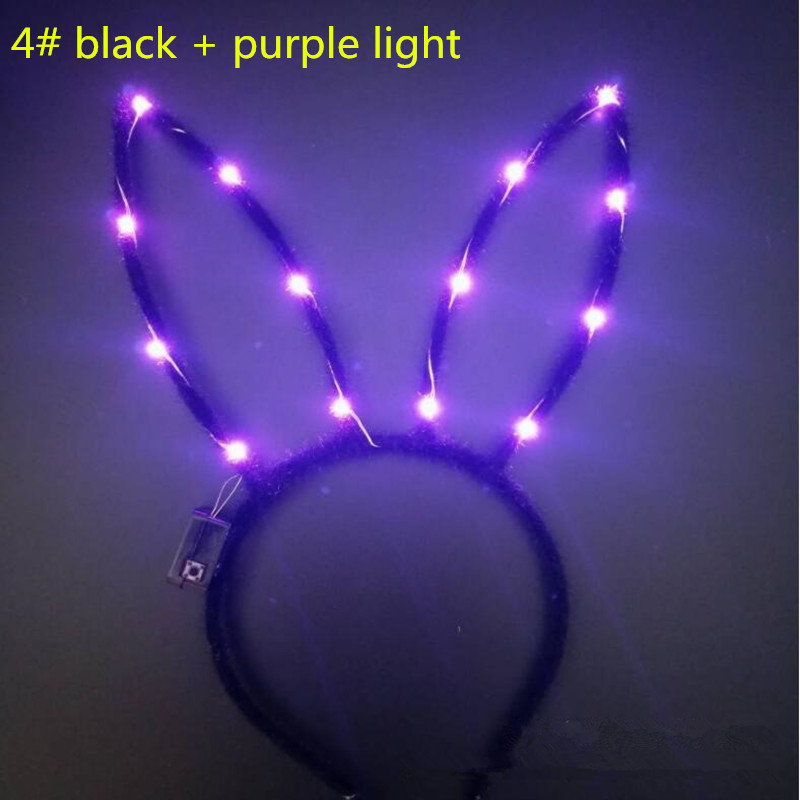 1 st kvinnor flicka långa kaninöron led blinkande pannband kanin öra lyser upp hårband glöd fest påsk: 4