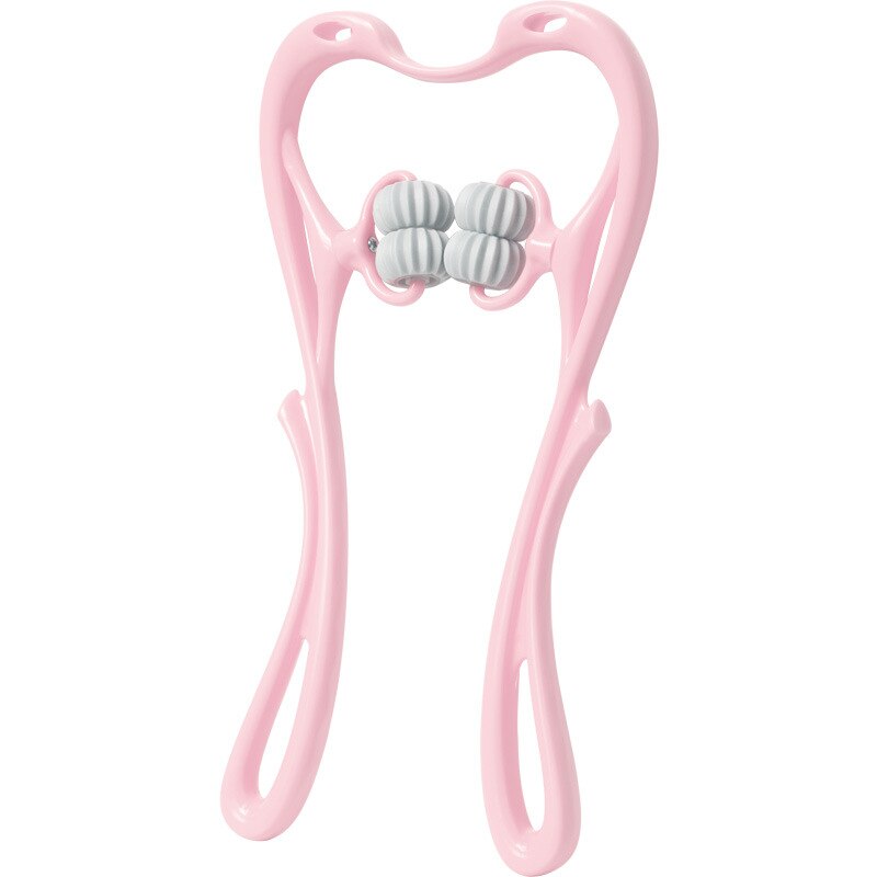 Masseur pour le cou et les épaules, outil d&#39;auto-Massage à double déclencheur, soulage la pression des mains, Massage en profondeur: 4 Rollers-Pink