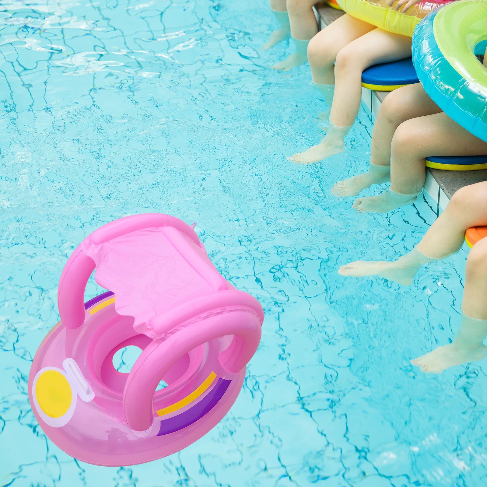 draussen Aufblasbare Schwimmen Schwimmer Schwimmen Ring Einfach Zu Bedienen Schattierung Baby Flotation Sitz Sicherheit Schwimmbad schweben