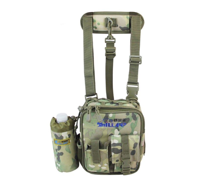 Uk vattentät canvas fiskeredskap väska pack midja skuldra lockspö förvaringsväska: Klar