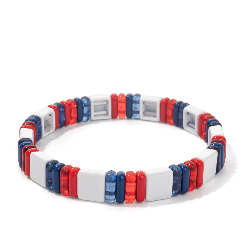 2022 Nuovo design Braccialetti Elastici Colorati per Le Donne Rianbow Acrilico Lucido Braccialetti Braccialetti di Metallo Della Boemia Perline Gioielli