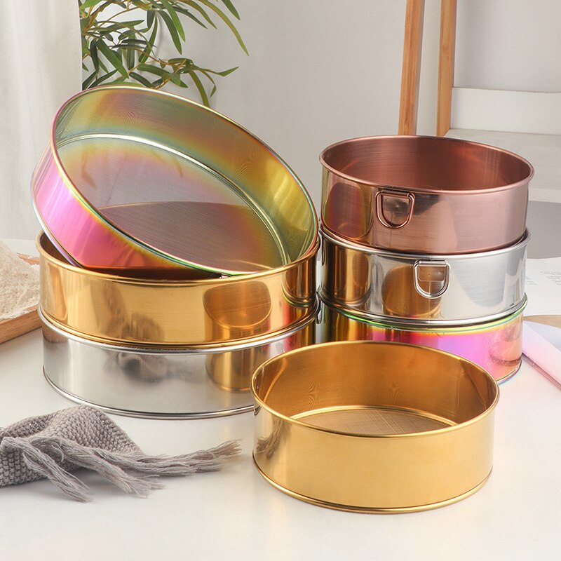 1/2Pcs Cuisine Rond Fine Maille Tamis Filtre À Farine Domestique Tamis à Farine En Acier Inoxydable Filtre à Thé De Cuisson Poudre De Cacao Tamis