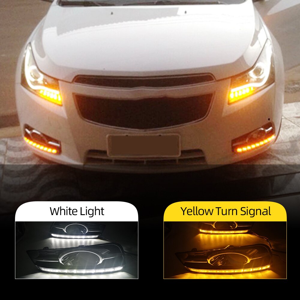 Auto Knipperende 2 Stuks Drl Dagrijverlichting Met Gele Signaal Daglicht Voor Chevrolet Cruze