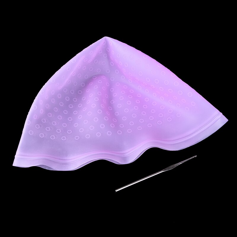 Reusable Hair Colouring Highlighting Dye Cap Hook Frosting Tipping: Pink