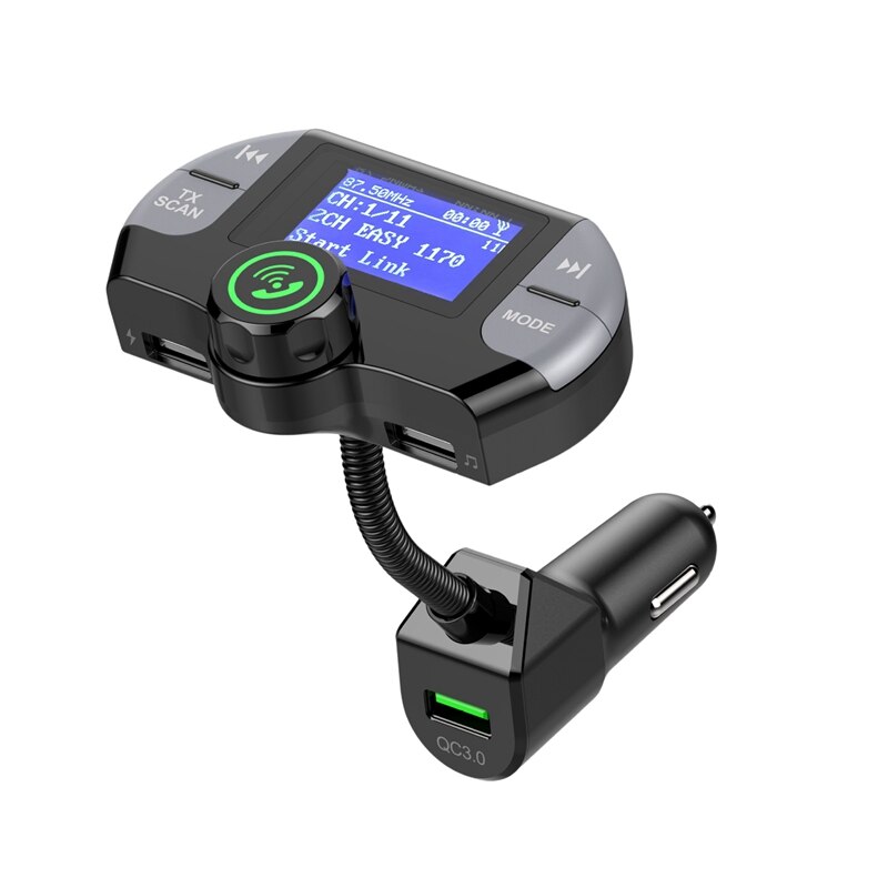 Car DAB Tuner Bluetooth 4.2 FM Transmitter Digital DAB Radio Aux Stereo Music Adapter USB Charger Support TF Card U-Disk