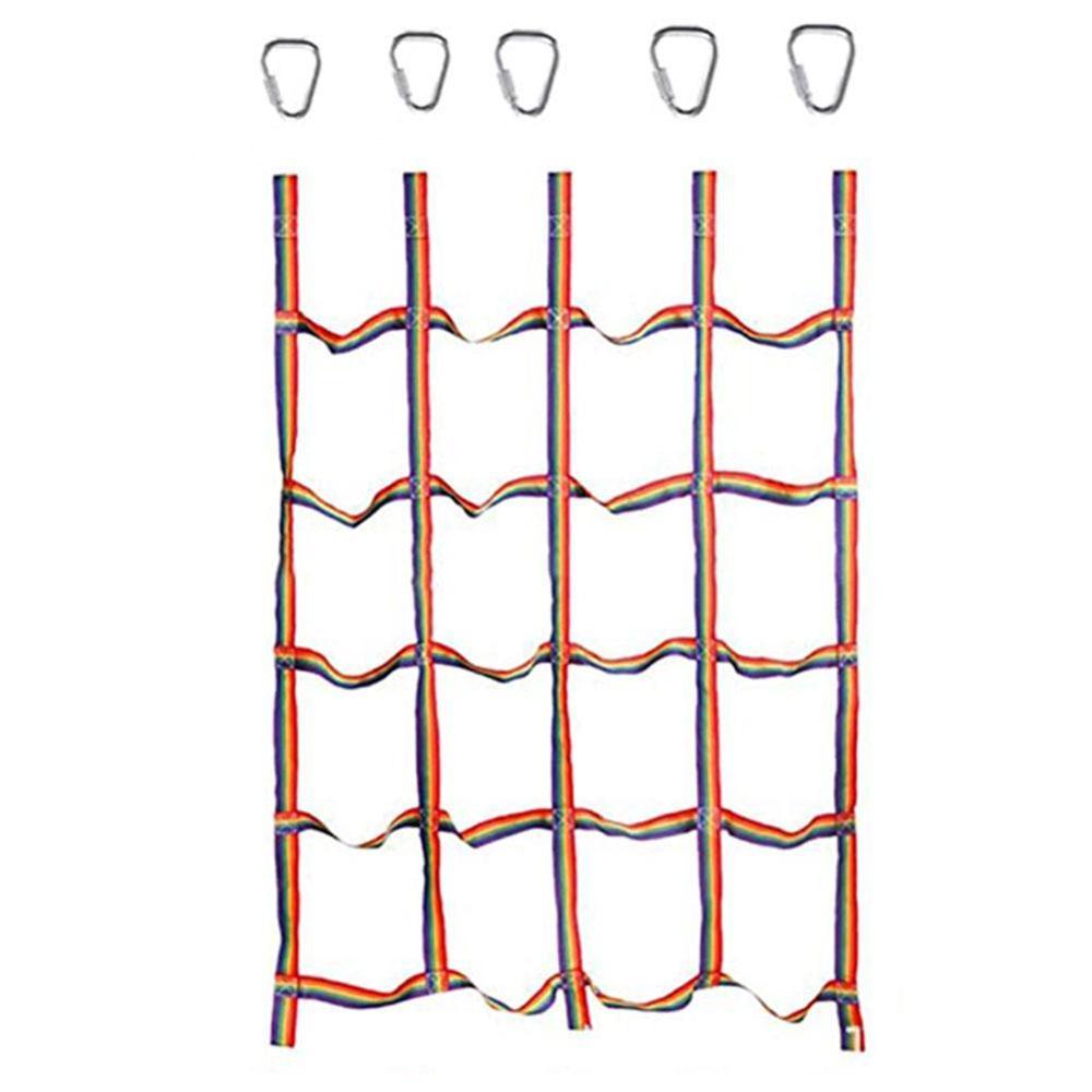 Outdoor Children Climbing Net Rainbow Ribbon Net Physical Child Training Net Climbing Hanging Step Swing Playground Ladder C8U3