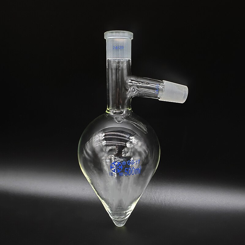Peervormige Destillatiekolf, Capaciteit 500 Ml, Vrouwelijke 24/29, Mannelijke 24/29, Peer-Vormige Fles, destillatiekolf Peervorm