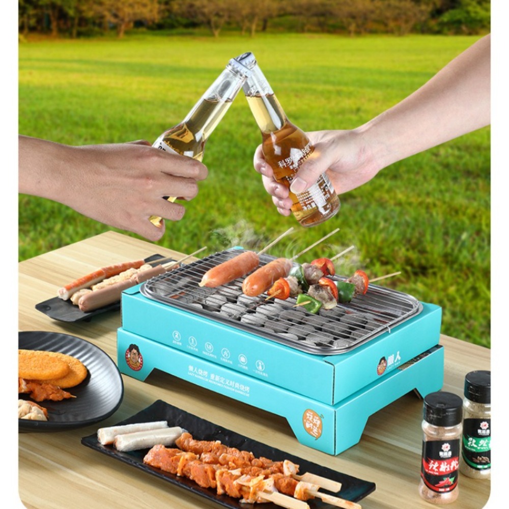 Grill jetable, barbecue à charbon de bois portable, kit de grillades pour ensemble de gril de cuisine intérieur et extérieur pour barbecue pique-nique camping