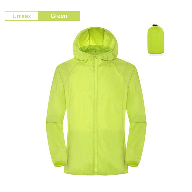 Camping Rain Coat Men Women Windbreaker Women Men's Waterproof Jacket Sun Protect Clothing Fishing Rain Wind Breaker Jacket Men: L / green